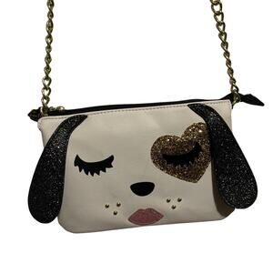 Artsy Cute! BETSEY JOHNSON ~ LUV BETSEY DOG FACE CROSSBODY HANDBAG WITH GLITTER